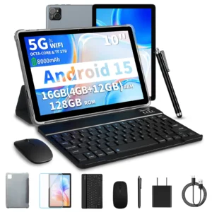 Android Tablet with Keyboard, Android 15 tablet with 16GB