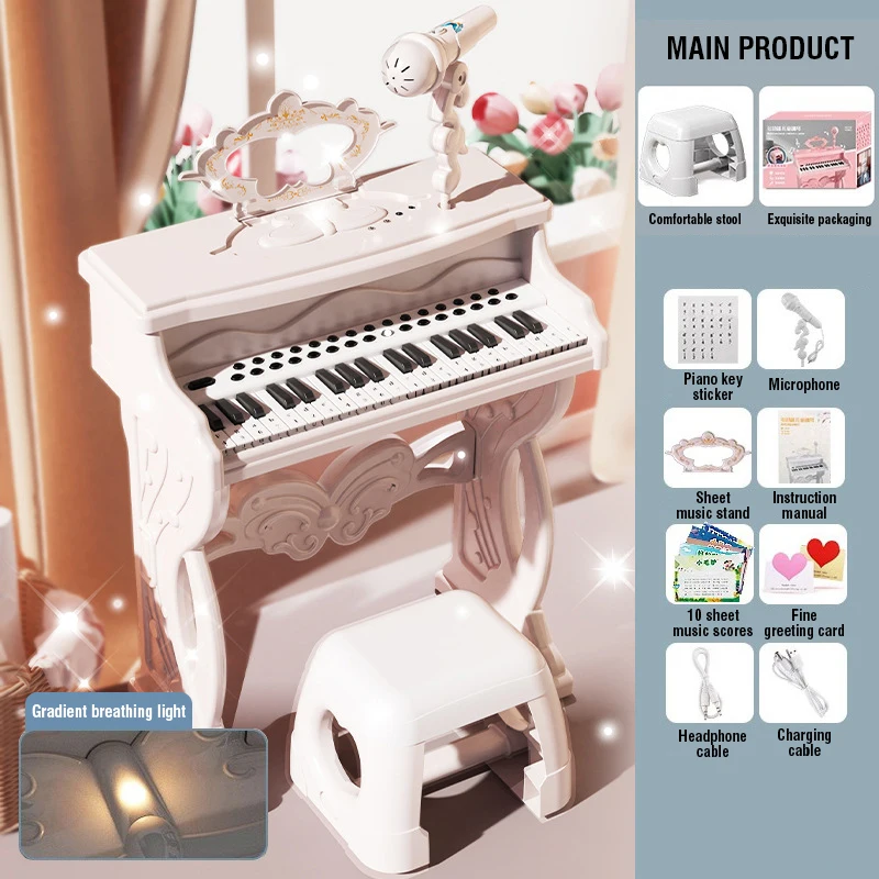Children's 37 Key Electronic Keyboard Piano Toys W/ Microphone Mini Piano - Image 7