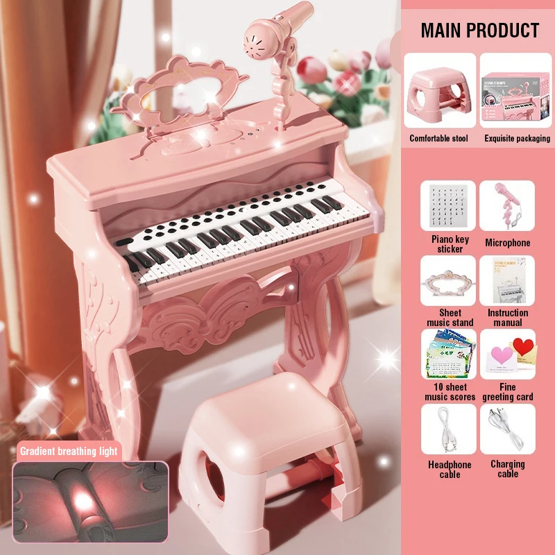 Children's 37 Key Electronic Keyboard Piano Toys W/ Microphone Mini Piano - Image 8