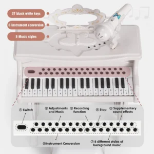 Children's 37 Key Electronic Keyboard Piano Toys W/ Microphone Mini Piano - Thumbnail Image 5