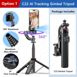 Face Tracking Handheld Gimbal Stabiliser 360° Rotation Shoot Selfie Stick Tripod for Mobile Phone, - Thumbnail Image 10