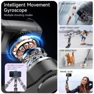 Face Tracking Handheld Gimbal Stabiliser 360° Rotation Shoot Selfie Stick Tripod for Mobile Phone, - Thumbnail Image 3