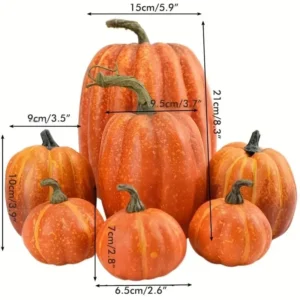 7pcs Pumpkin Autumn Decor Outdoor Orange Foam Plastic - Thumbnail Image 3