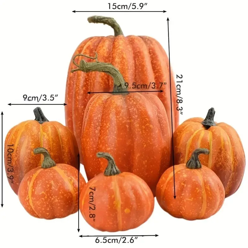 7pcs Pumpkin Autumn Decor Outdoor Orange Foam Plastic - Image 3