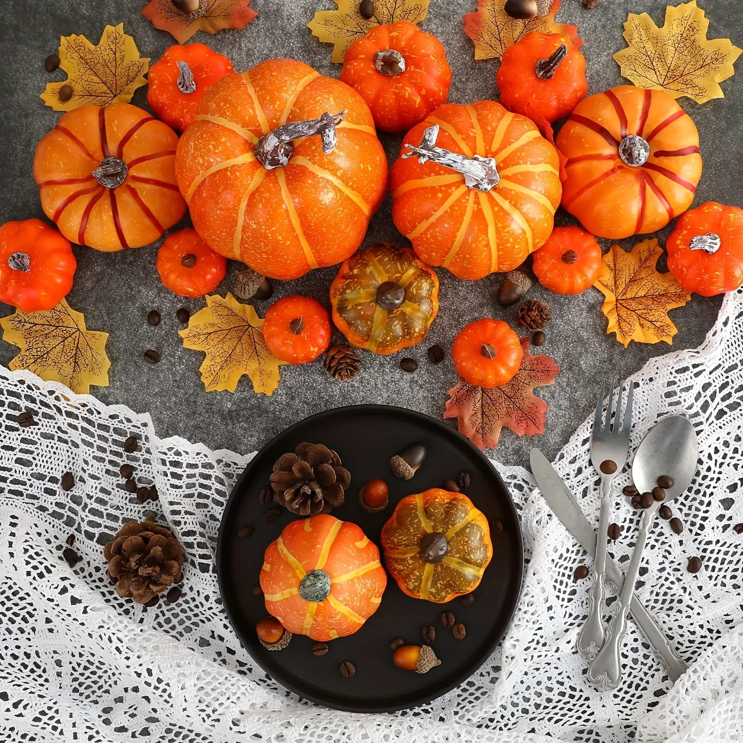 7pcs Pumpkin Autumn Decor Outdoor Orange Foam Plastic - Image 4