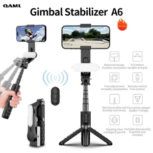 Handheld gimbal stabilizer w/ selfie stick/tripod, wireless remote