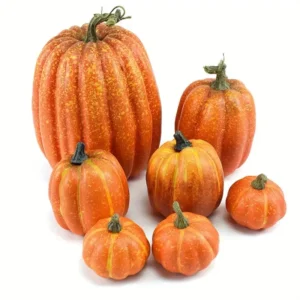 7pcs Pumpkin Autumn Decor Outdoor Orange Foam Plastic - Thumbnail Image 7