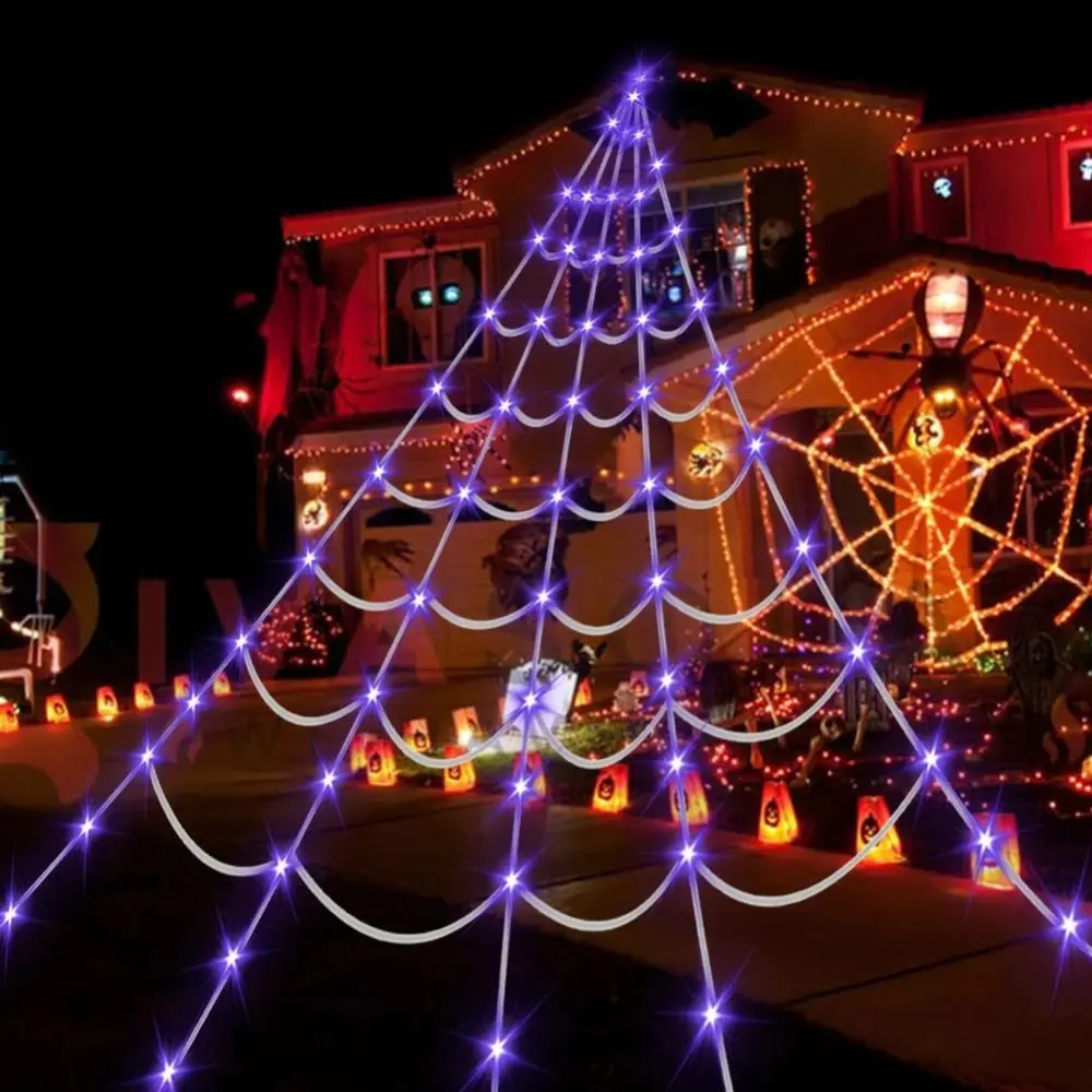 Practical 8 Modes Halloween Spider Web Lights - Image 2