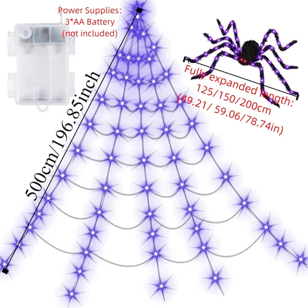 Practical 8 Modes Halloween Spider Web Lights - Image 6