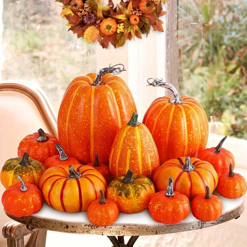 7pcs Pumpkin Autumn Decor Outdoor Orange Foam Plastic - Image 6