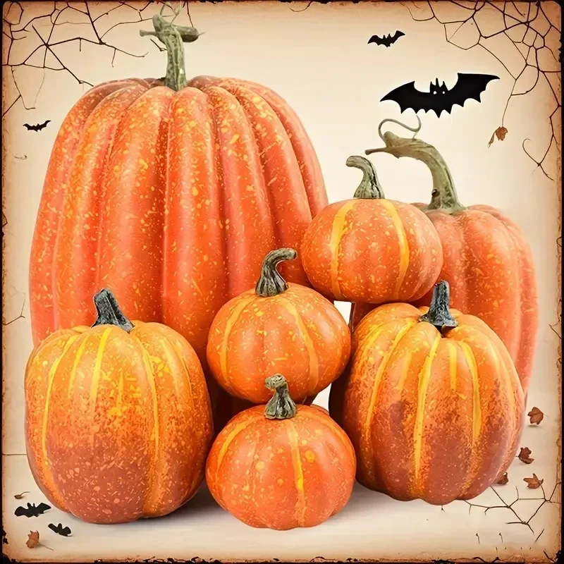 7pcs Pumpkin Autumn Decor Outdoor Orange Foam Plastic - Image 1