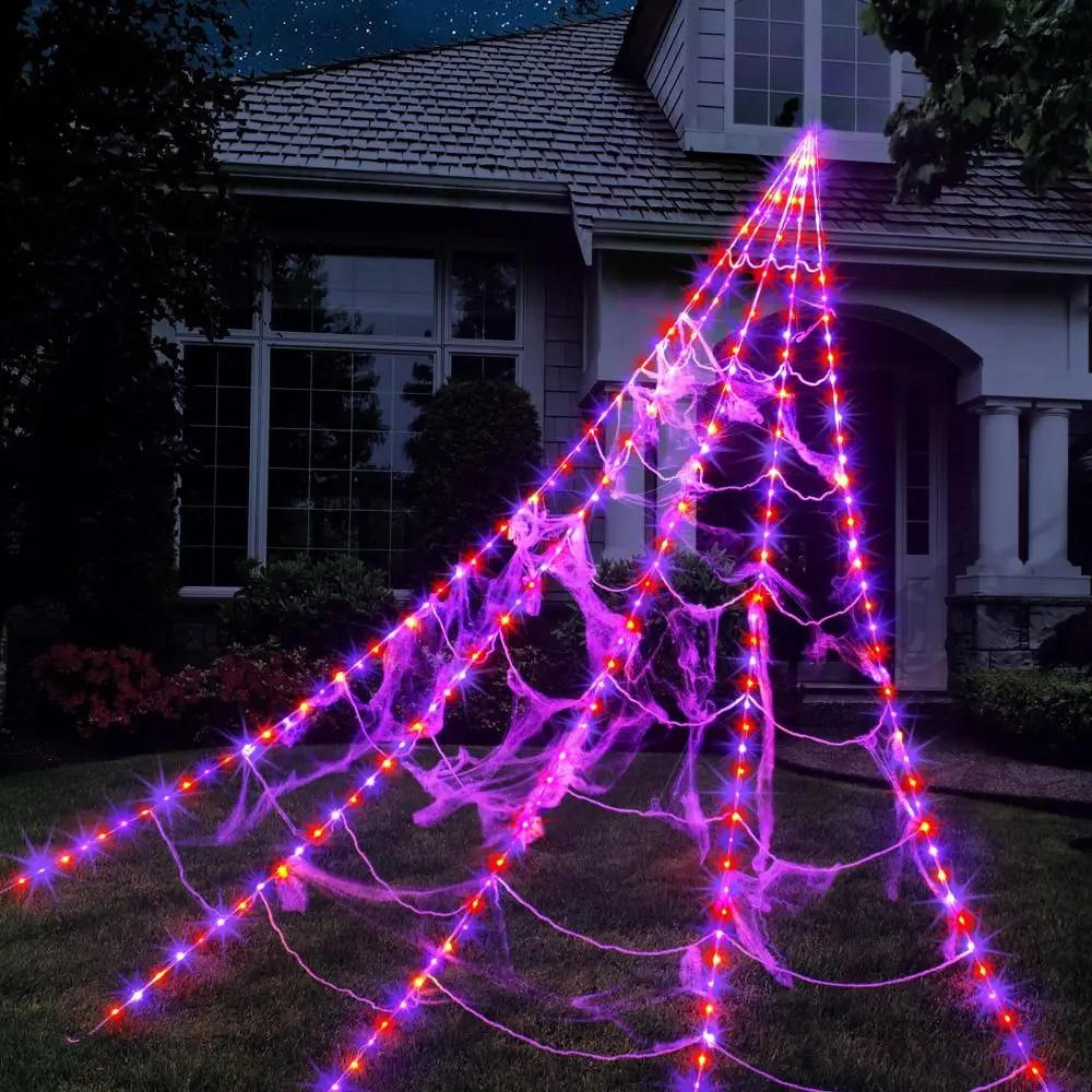 Practical 8 Modes Halloween Spider Web Lights - Image 1