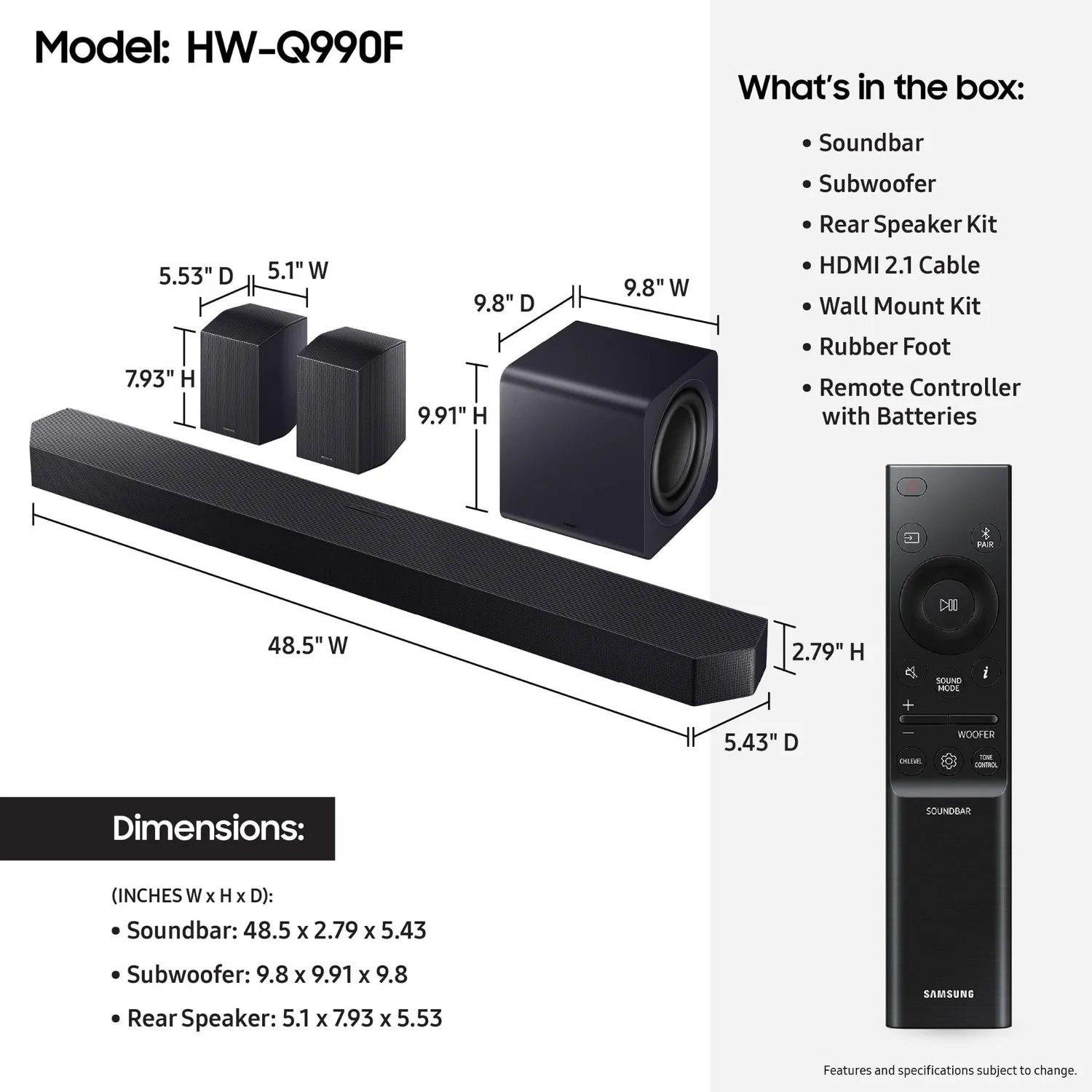 Samsung HW-Q990F 11.1.4Ch Wireless Soundbar System with Dolby Atmos - Image 2