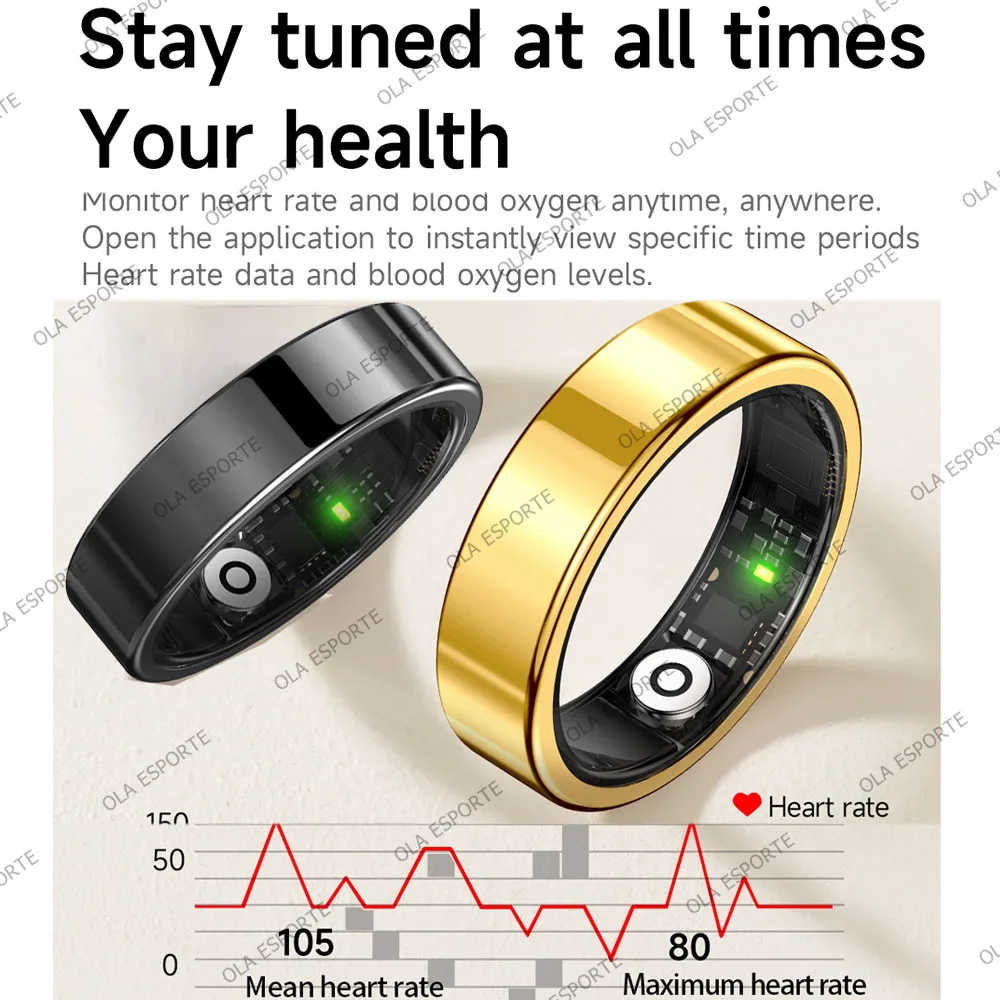 Smart Ring Heart Rate Blood Pressure Sleep Monitoring Motion Tracking - Image 3